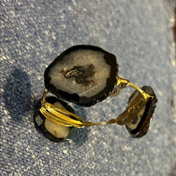 Bourbon and Bowties Gold Wire Bracelet with Black Stones - Picture 3 of 3